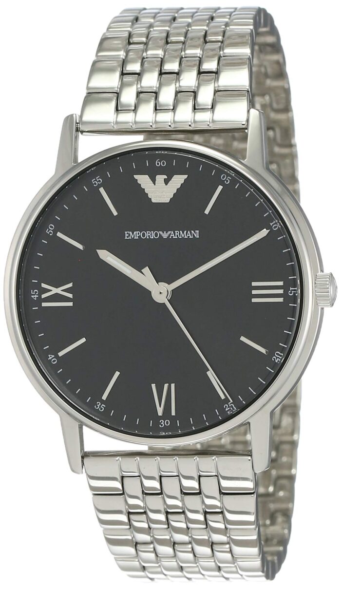 Emporio Armani Kappa Black Dial Silver Steel Strap Watch For Men - AR11152 - Image 2
